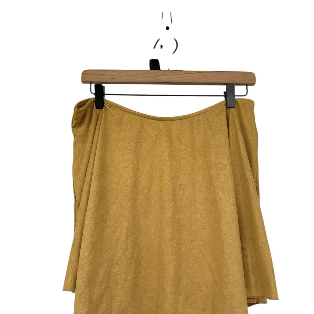 WeWoreWhat Faux Suede Flounce Skater Skirt XXL Camel Mini A-Line NWT Festival